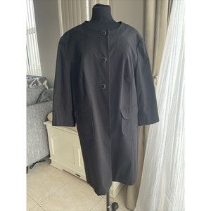 Apostrophe size 16 18 W Black Spring Cotton Coat Canvas Button Up Pockets